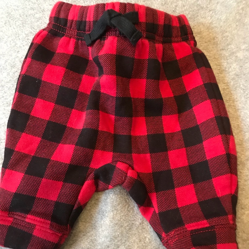 Buffalo check black red plaid pants